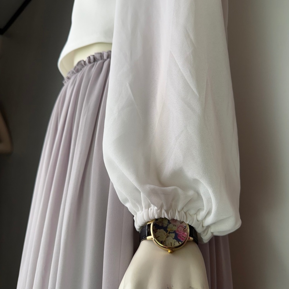 ebase princess Chiffon Maxi Skirt Ruffle Waist Lavender Grey Balletcore Boho S - Picture 12 of 13